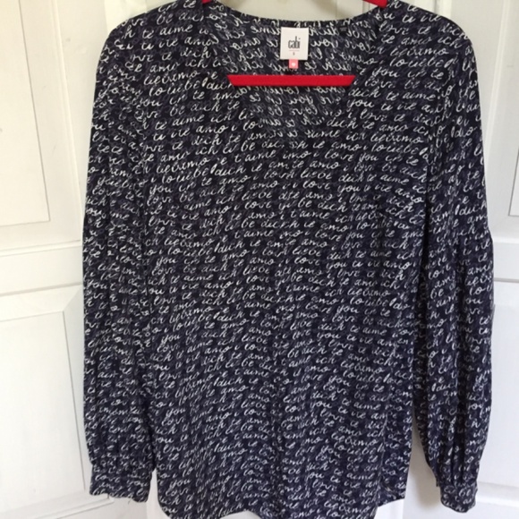 CAbi Black and White Script Tunic - Picture 2 of 15